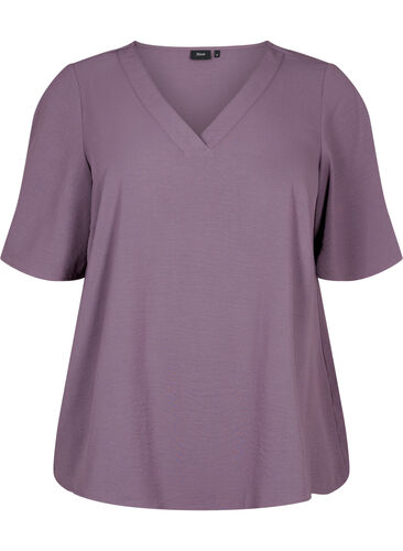 Short-sleeved blouse with an A-shape, Vintage Violet, Packshot image number 0