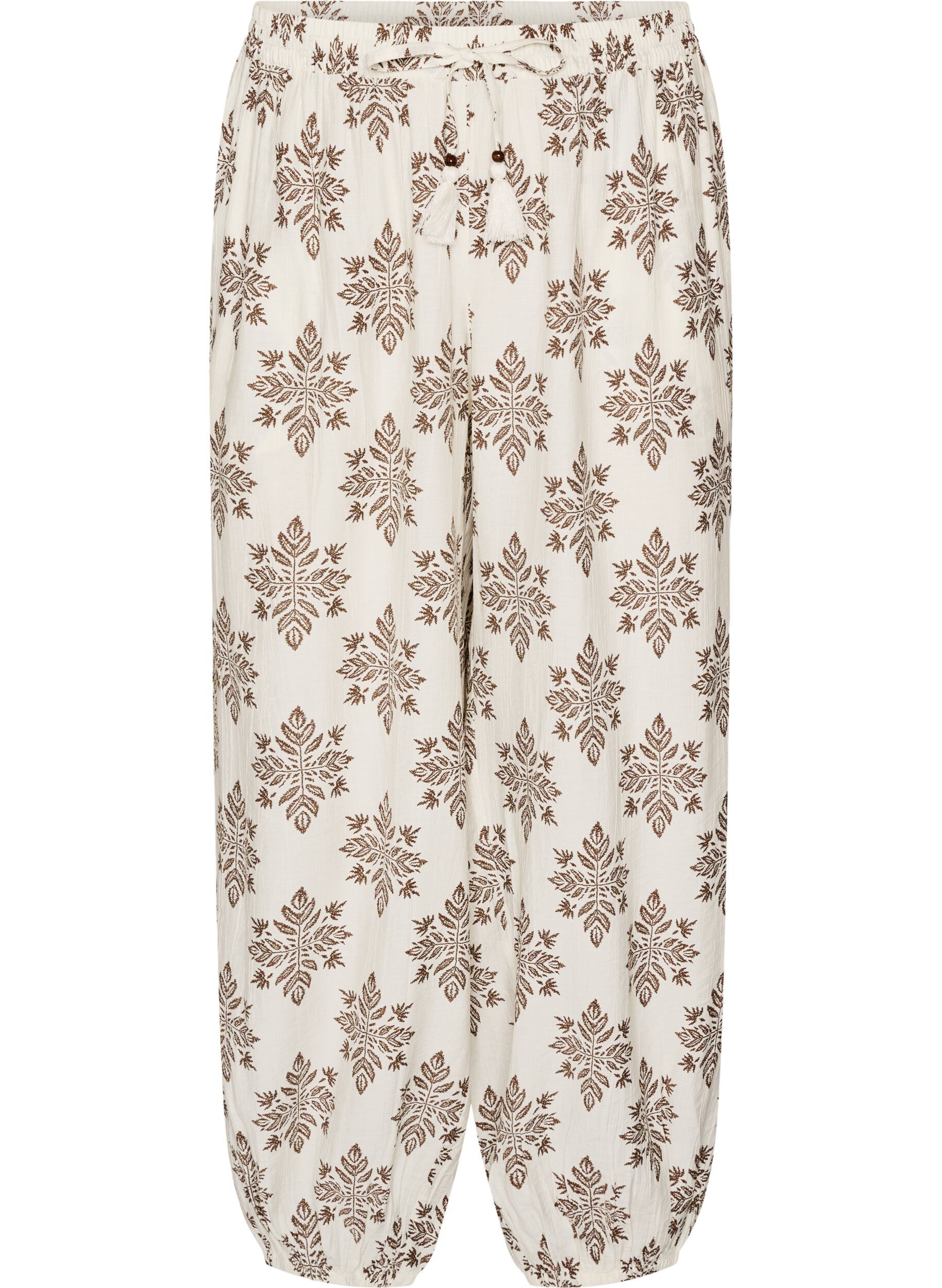 Patterned balloon trousers with a high waist