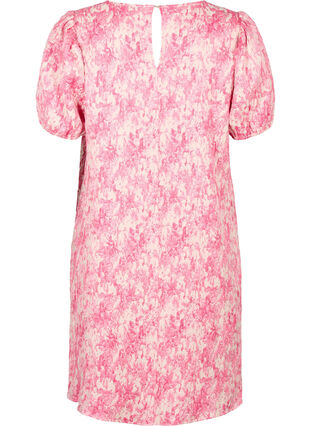 Dress with short puff sleeves, Chateau Rose AOP, Packshot image number 1