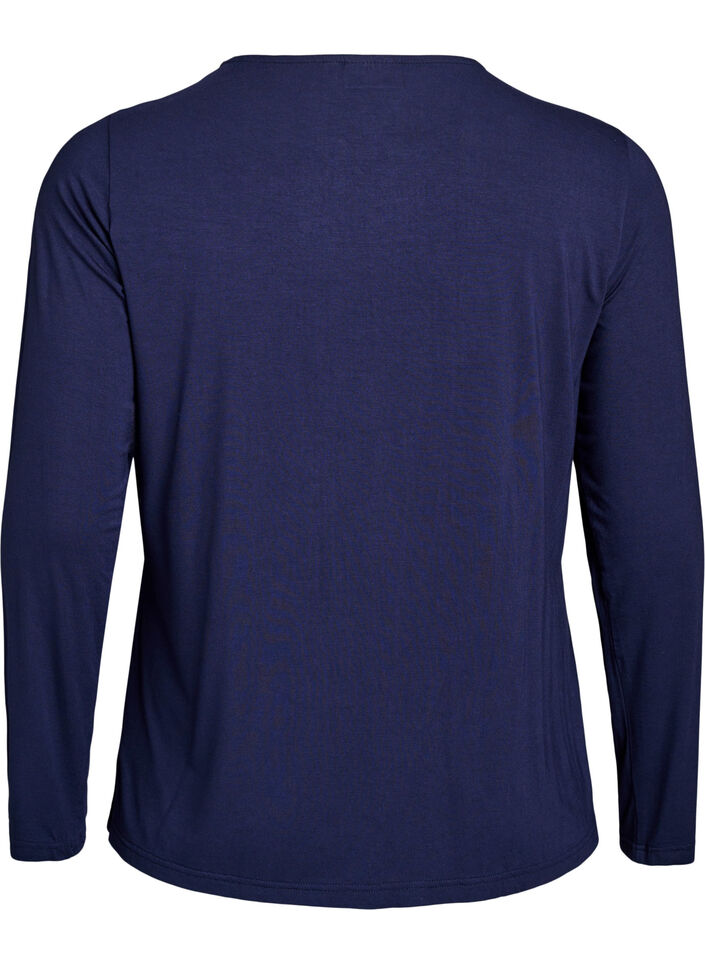 Solid coloured blouse with long sleeves, Blue, Packshot image number 1
