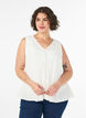 Sleeveless blouse with texture and a tie fastening, Vanilla, Model image number 0