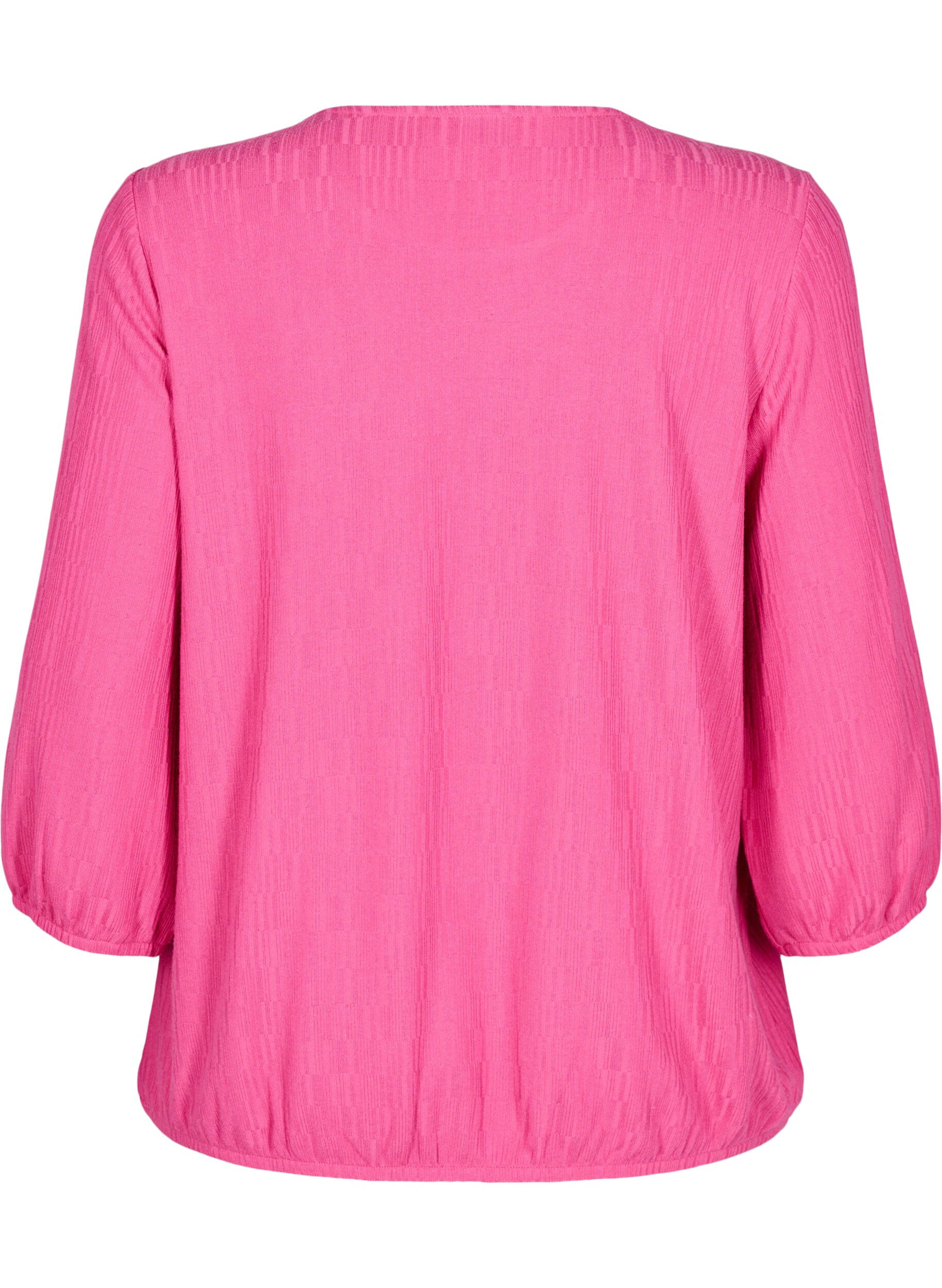 Zizzifashion Blouse with texture and 3/4 sleeves, Rose, Packshot image number 1