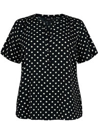 Blouse with short sleeves and v-neck (GRS)