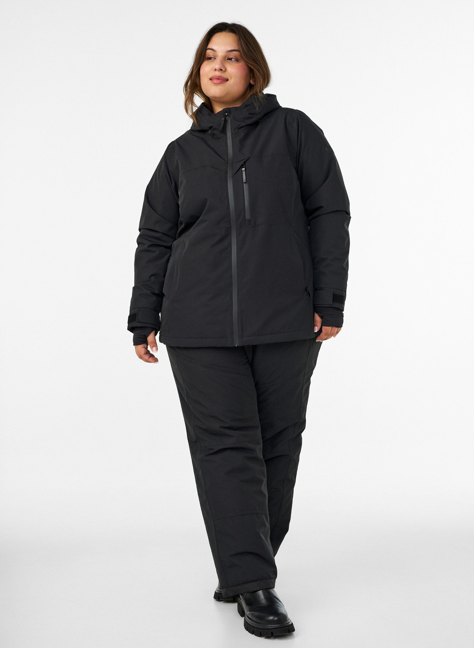 ZizzifashionSki jacket with hood and zip pockets, Black, Model image number 1