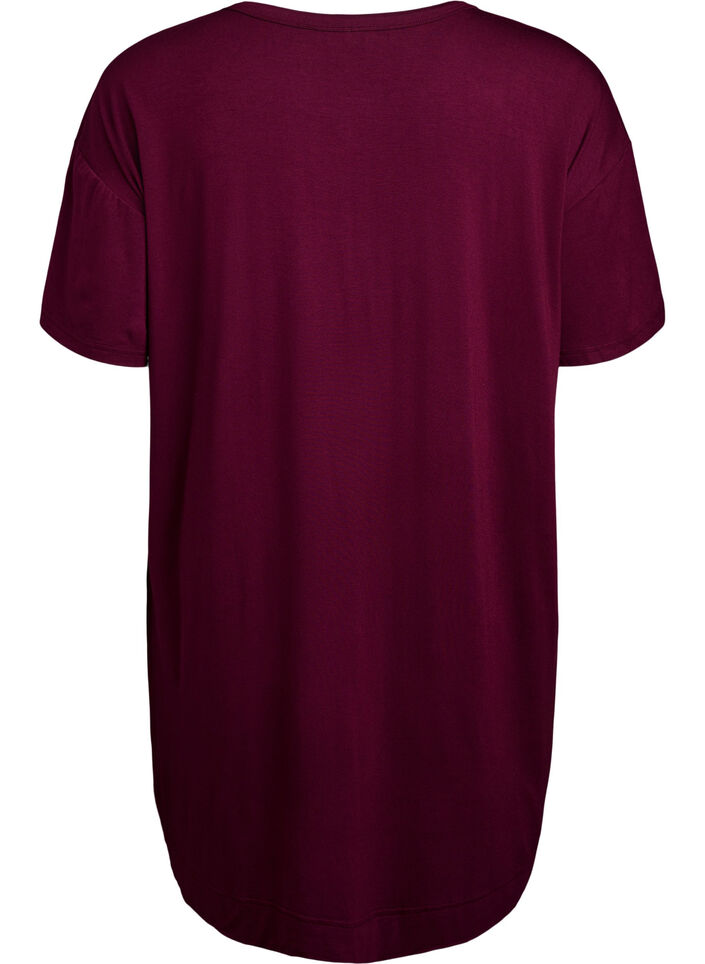Short-sleeved nightgown in viscose, Fig, Packshot image number 1