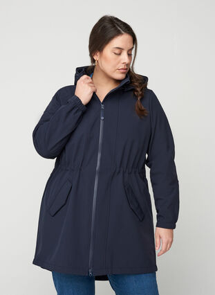 Hooded softshell jacket, Night Sky solid, Model image number 0