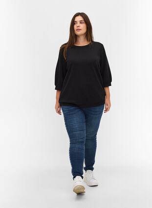 Blouse with 3/4-length sleeves, Black, Model image number 2
