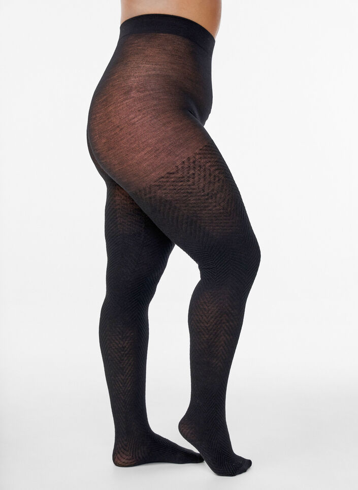 Textured tights, Black, Packshot image number 0