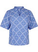 Blouse with short sleeves and embroidered pattern, Blue, Packshot image number 0