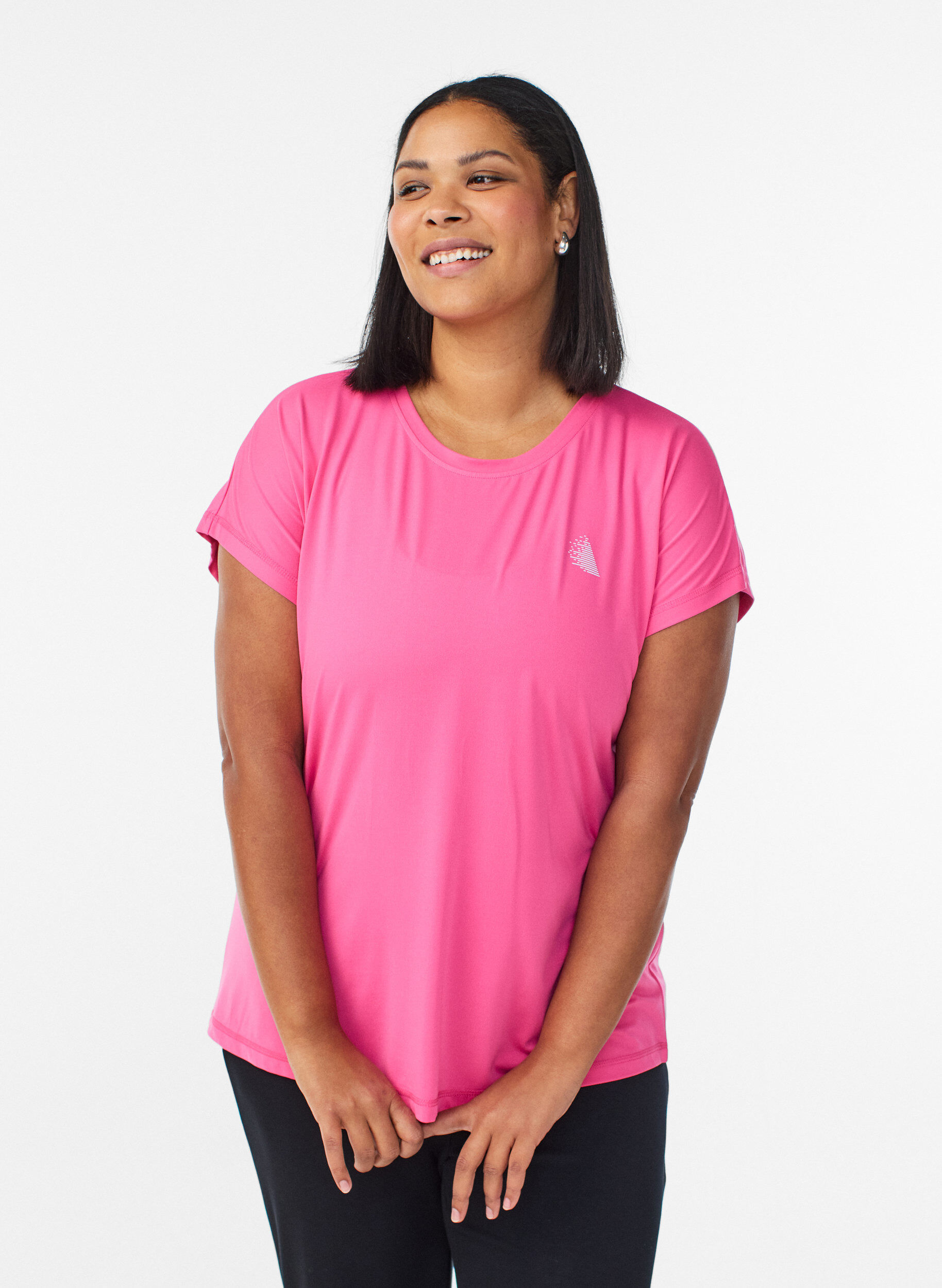 Solid-coloured training T-shirt, Pink, Model