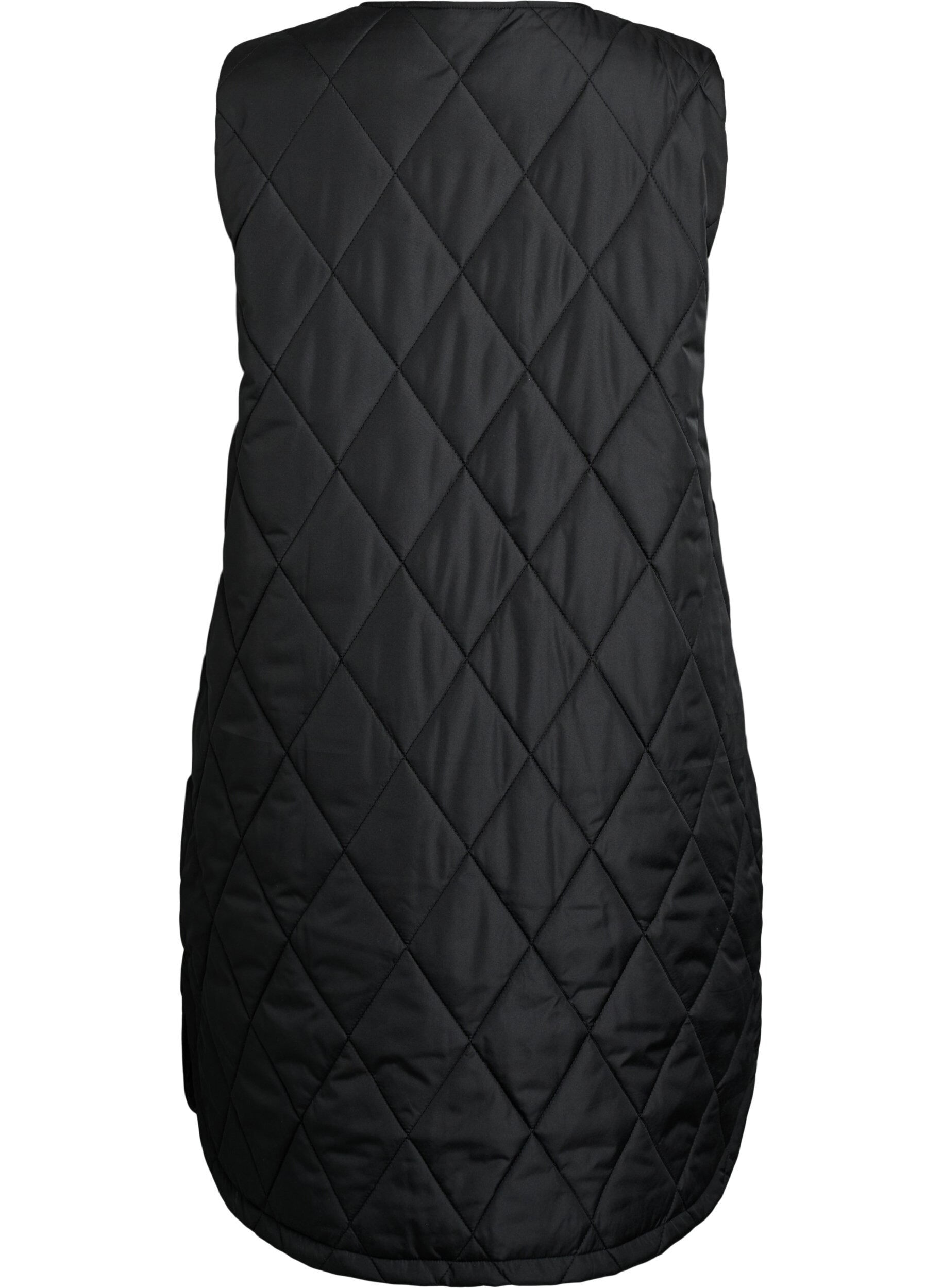 ZizzifashionLong quilted gilet with press studs, Black, Packshot image number 1