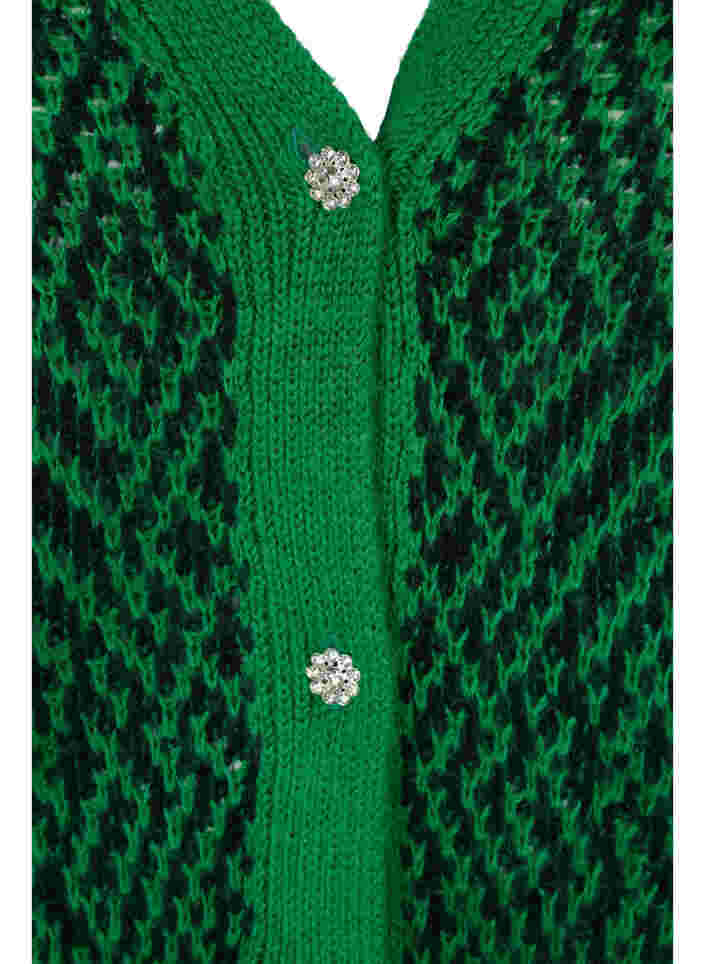 Patterned knitted cardigan with buttons, Jolly Green Comb, Packshot image number 2