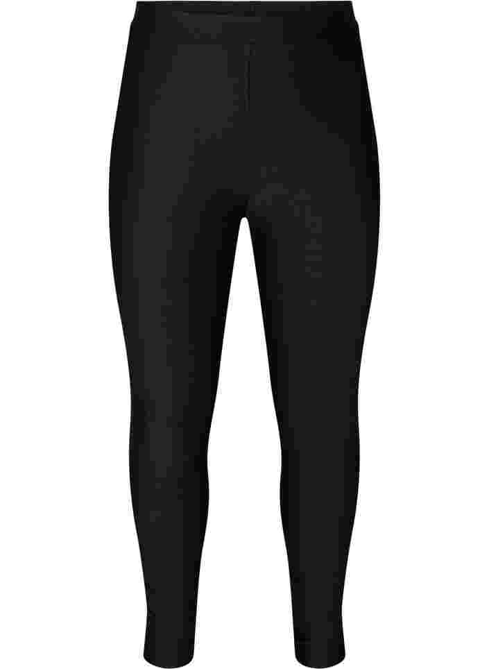 Shiny leggings with back pockets 7/8 length, Black, Packshot image number 0