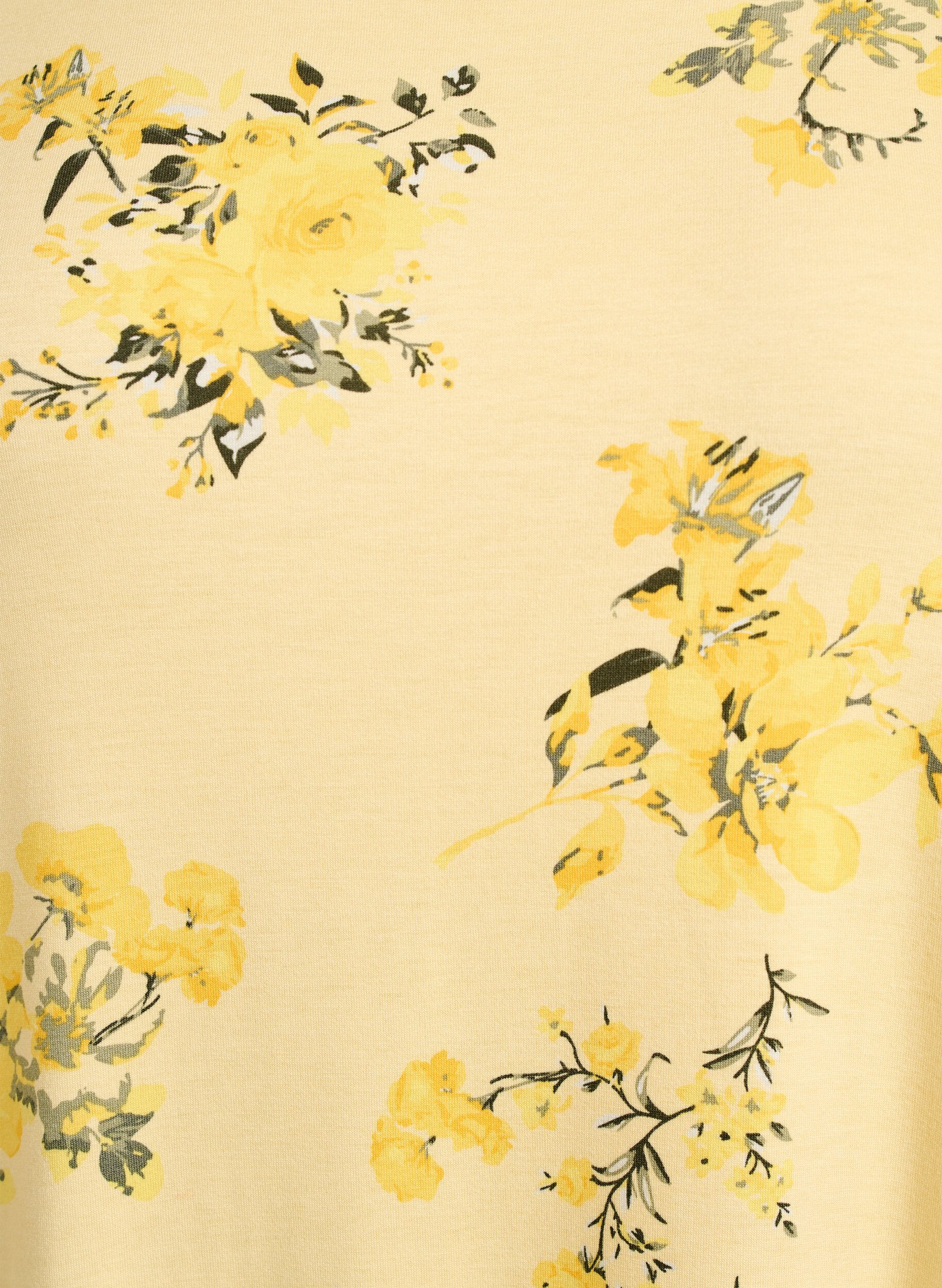 Zizzifashion T-shirt with floral print, Yellow, Packshot image number 2