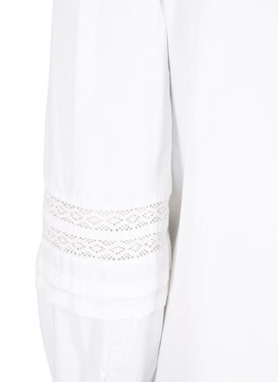 Blouse with ruffles and lace trim, Bright White, Packshot image number 3