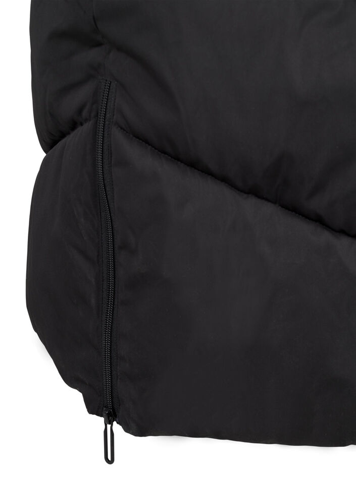 Long puffer coat with hood and pockets, Black, Packshot image number 4
