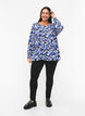 FLASH - Long sleeved blouse with smock and print, Blue Purple Flower, Model image number 2