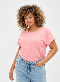 Melange t-shirt with short sleeves, Living Coral Mel., Model
