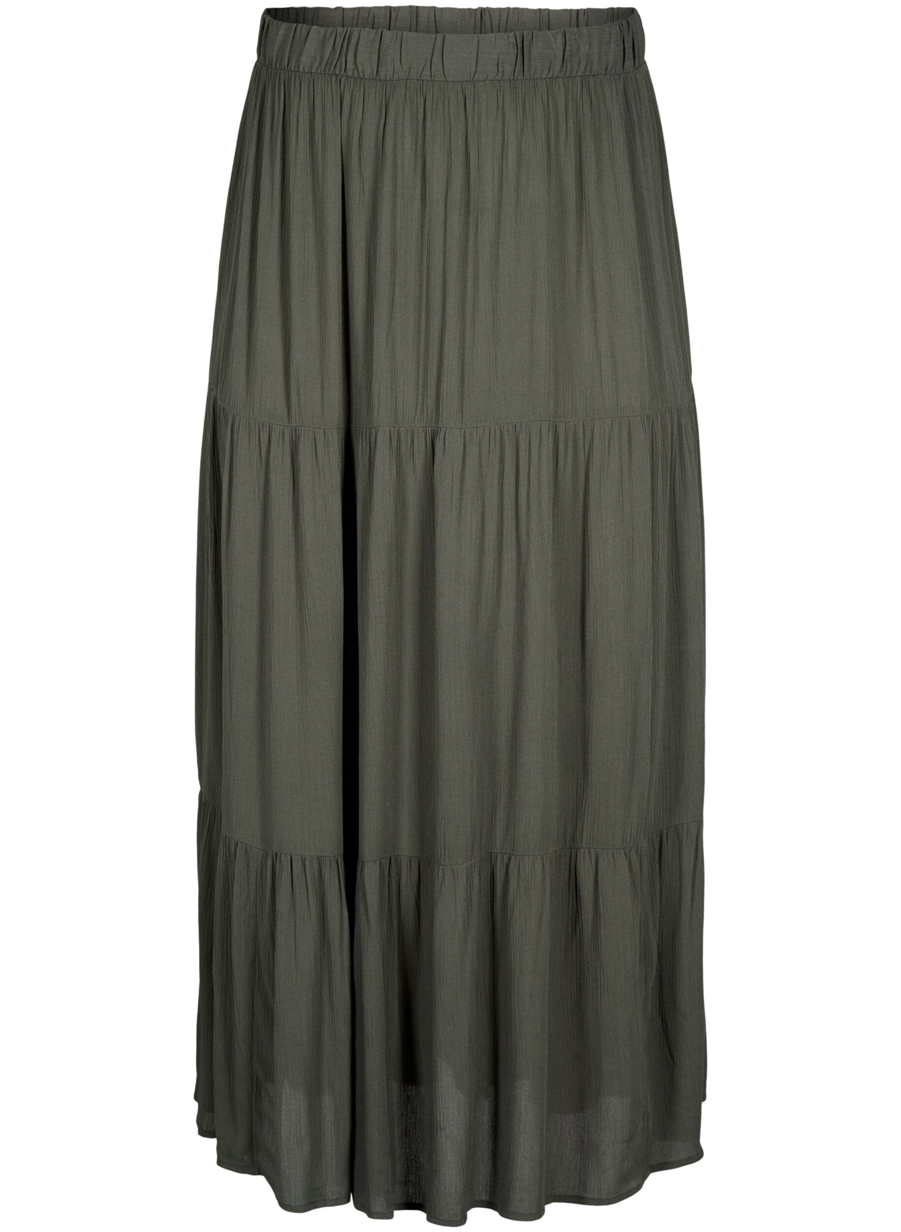 ZizzifashionLong skirt with elasticated waist, Green, Packshot image number 0