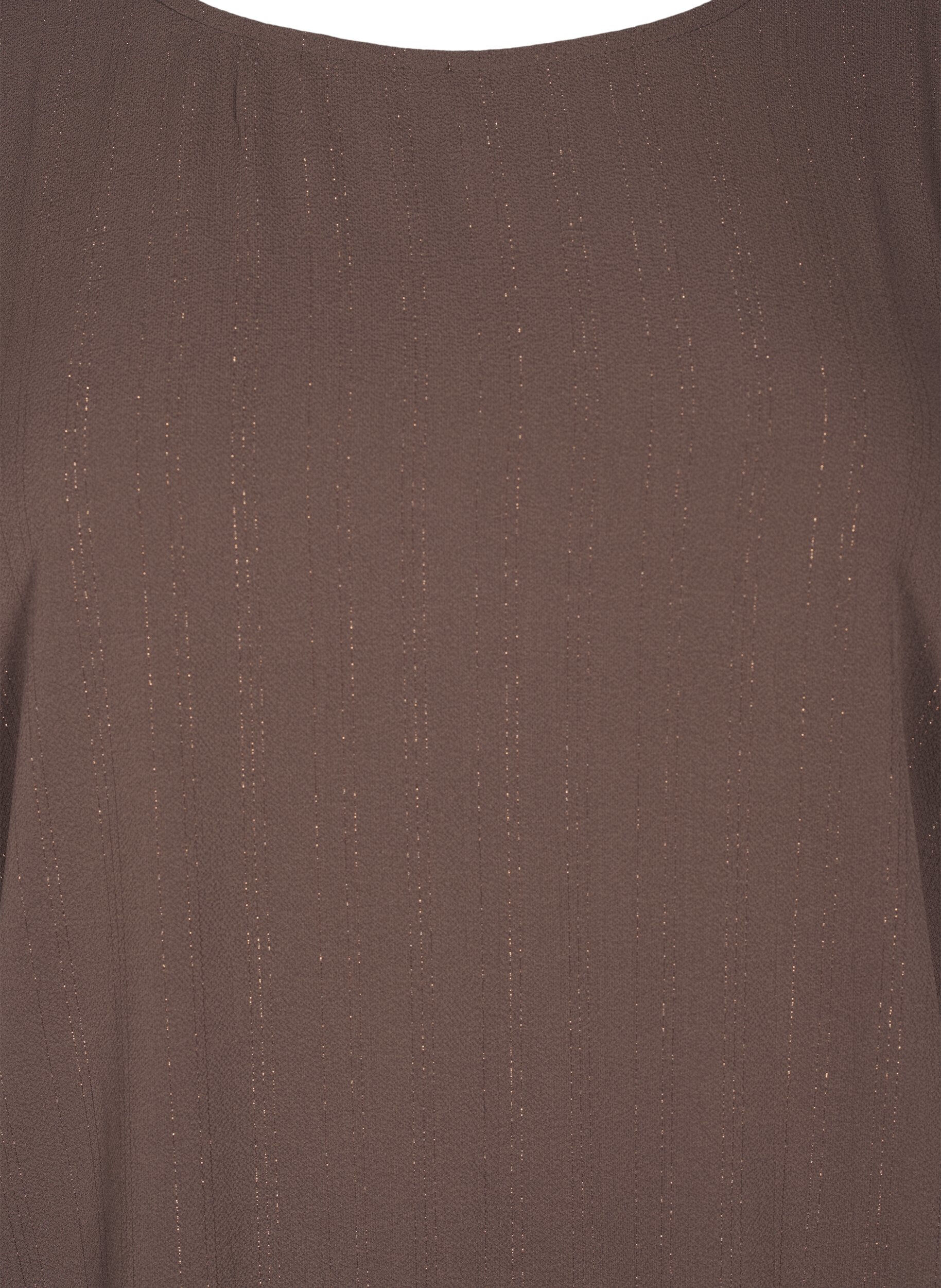 Zizzifashion Blouse with silver glitter, Brown, Packshot image number 2