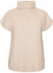 Knitted vest with turtleneck and cable knit, Beige, Packshot image number 0