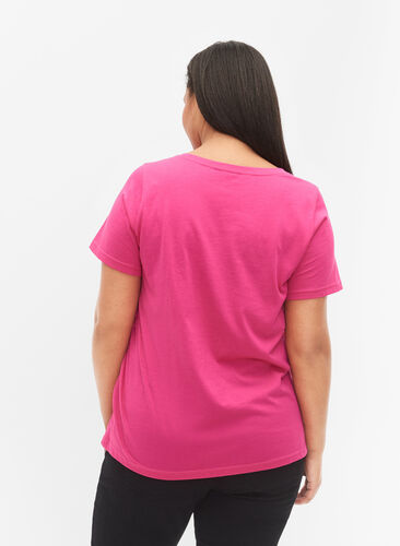 Cotton t-shirt with print detail, Beetroot Purple NEW, Model image number 1
