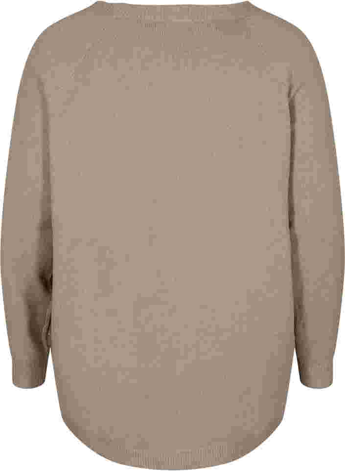 Marled knitted sweater with button details, Silver Min Mel., Packshot image number 1