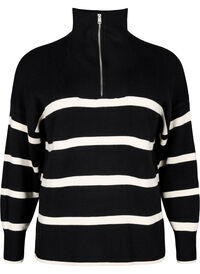 Pullover with stripes and high collar	