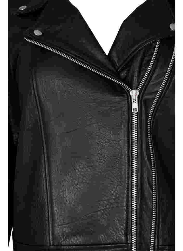 Leather jacket with zip, Black, Packshot image number 2