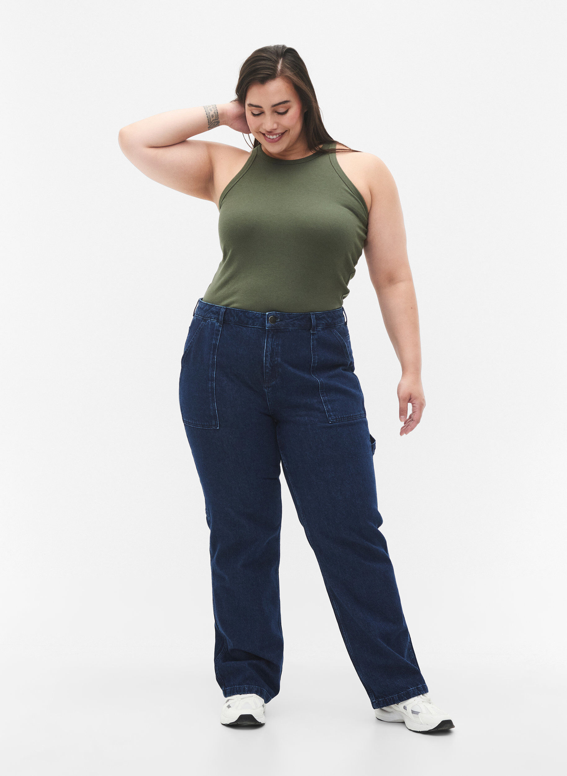 Zizzifashion Straight Fit Cargo Jeans, Dark blue, Model image number 0