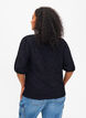 Textured blouse with short sleeves, Black, Model image number 1