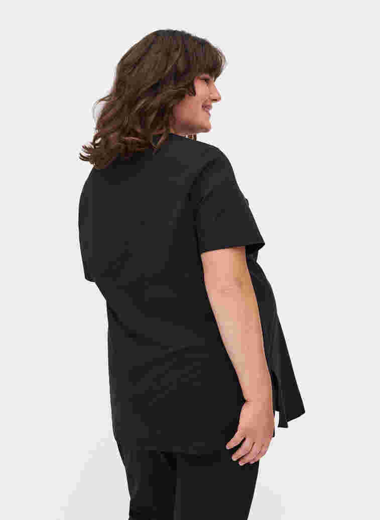 Short-sleeved cotton maternity T-shirt, Black, Model image number 1