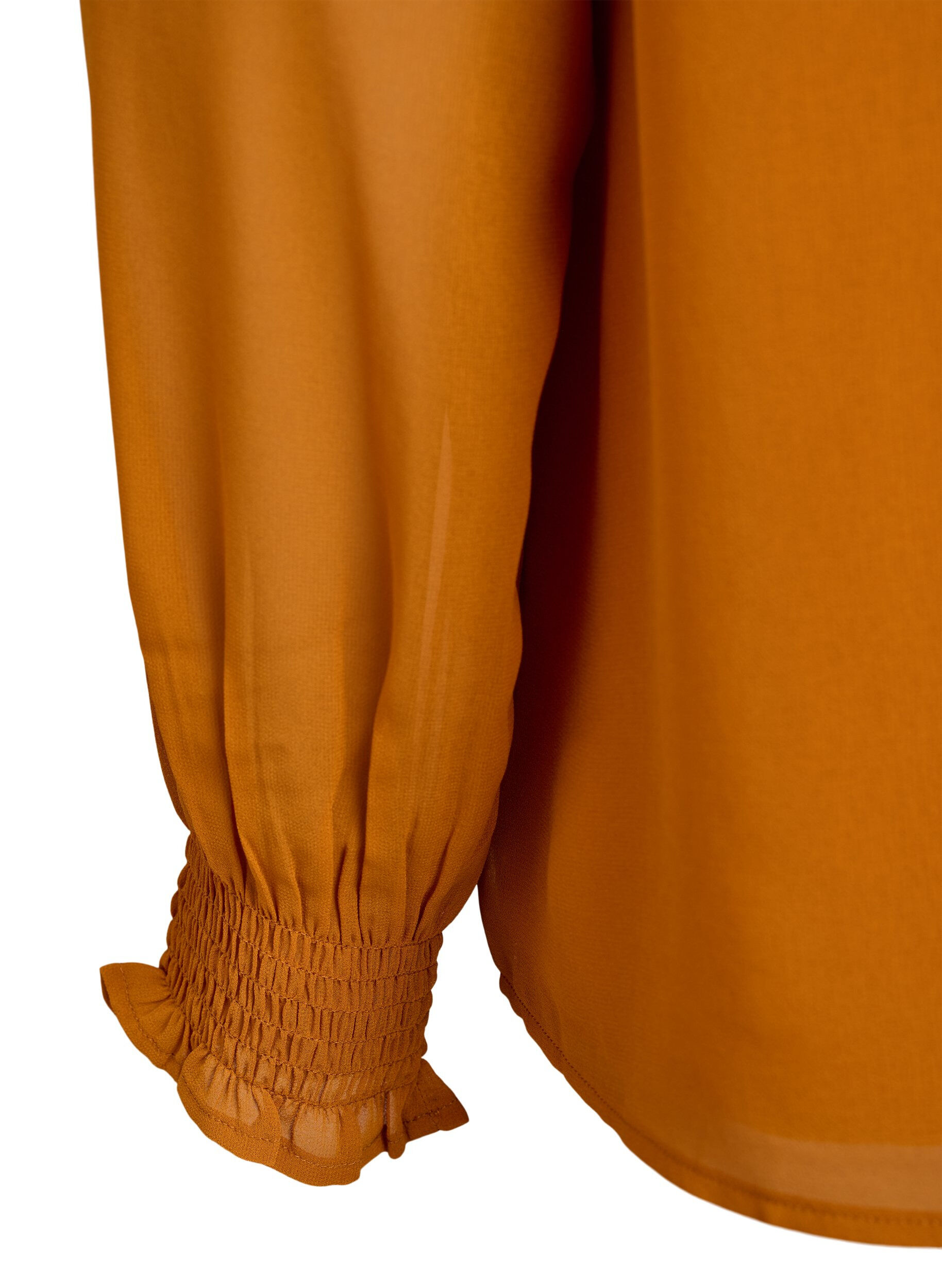 Zizzifashion Blouse with sheer sleeves and smocking, Orange, Packshot image number 3