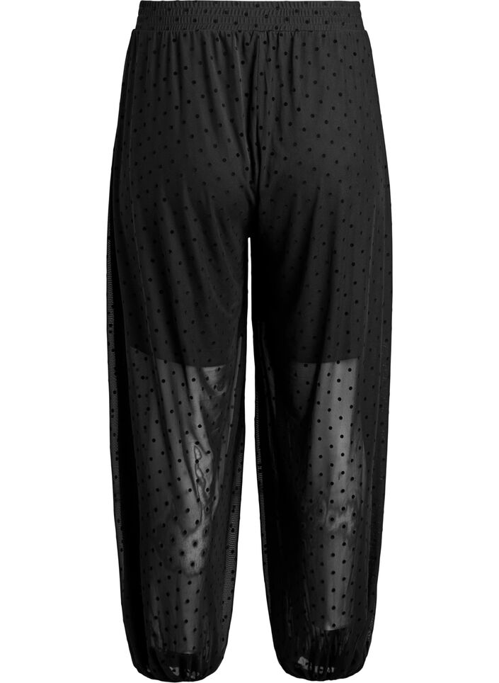 Mesh balloon trousers with polka dots, Black, Packshot image number 1