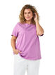 Organic cotton T-shirt with eyelet embroidery, Purple, Model image number 1
