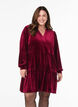 Short velour dress with a ruffle collar and long sleeves, Red, Model image number 0