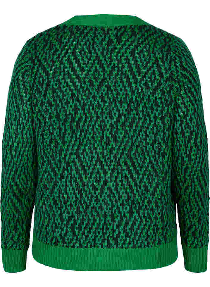 Patterned knitted cardigan with buttons, Jolly Green Comb, Packshot image number 1