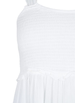 Viscose midi dress with smock, Bright White, Packshot image number 2