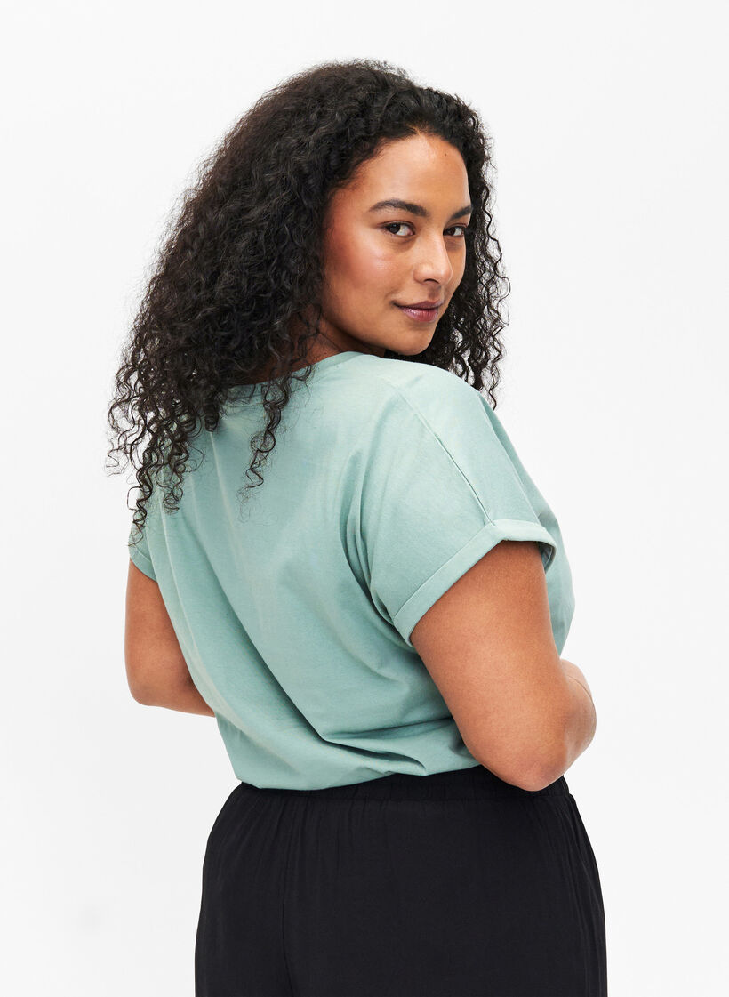 Organic cotton T-shirt with gold print, Ch.Green Gold Flower, Model image number 1