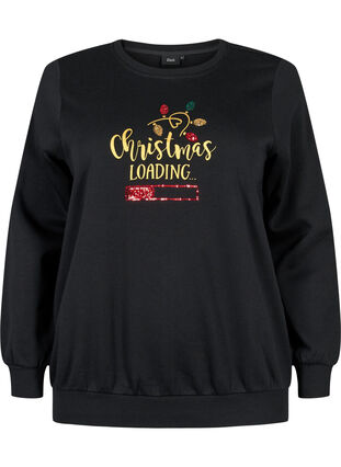 Christmas sweatshirt, Black LOADING, Packshot image number 0