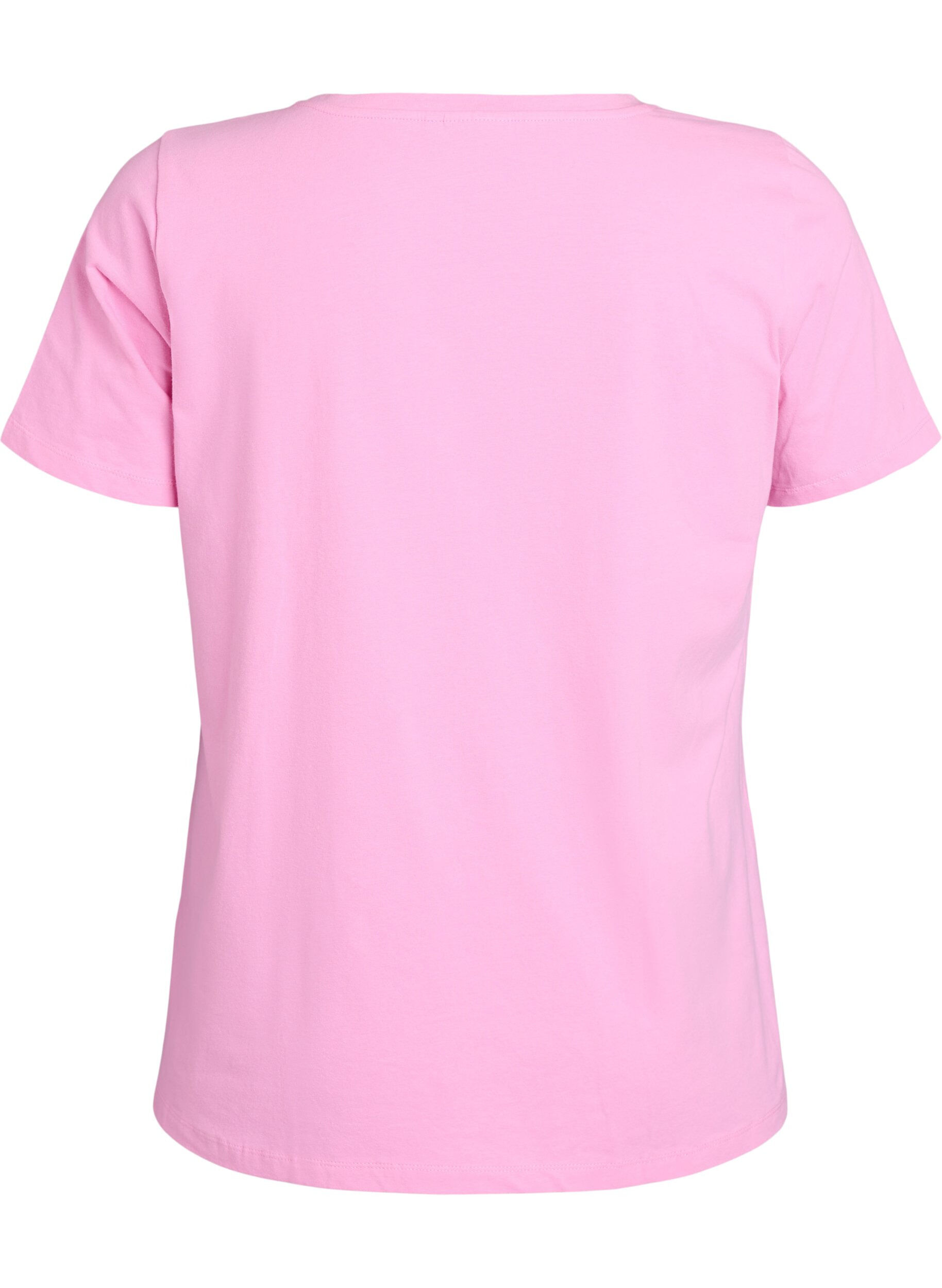 ZizzifashionBasic plain cotton t-shirt, Pink, Packshot image number 1