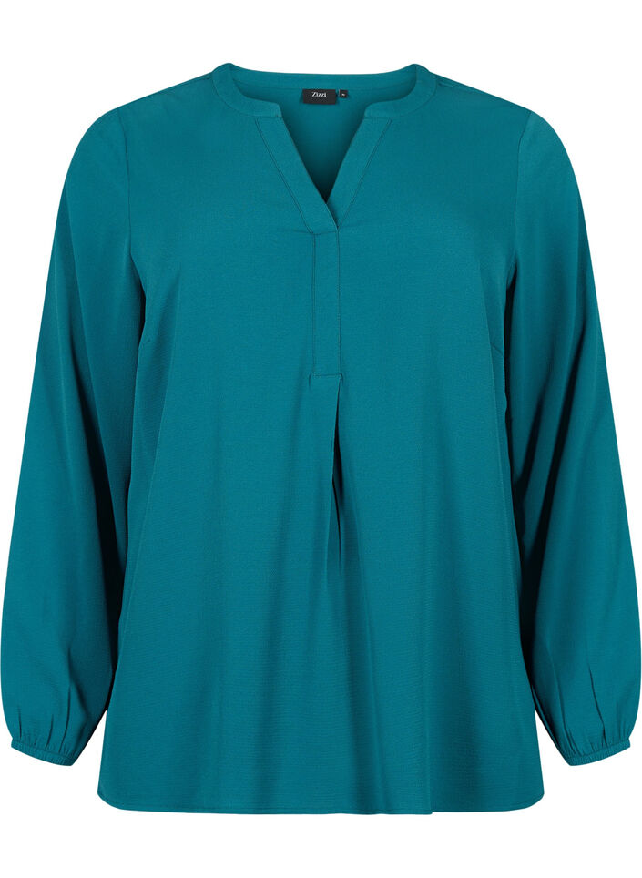 Plain colour top with v-neck, Deep Teal, Packshot image number 0