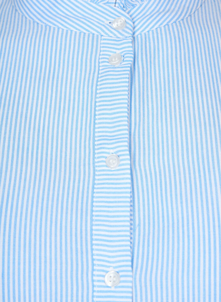 Shirt blouse with ruffle collar and crochet band, Marina W. Stripe, Packshot image number 2