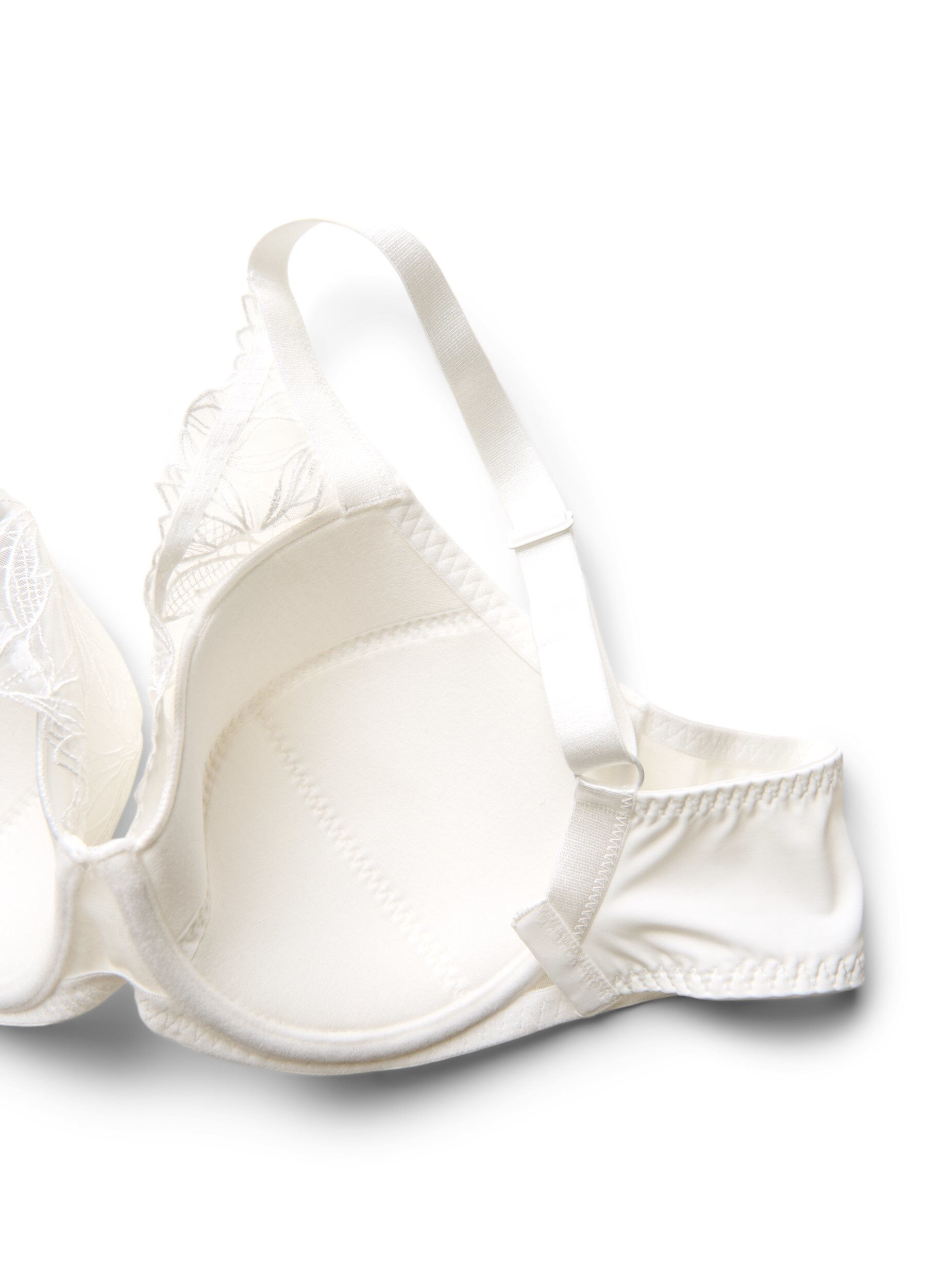 Zizzifashion Padded lace bra with underwire, White, Packshot image number 3