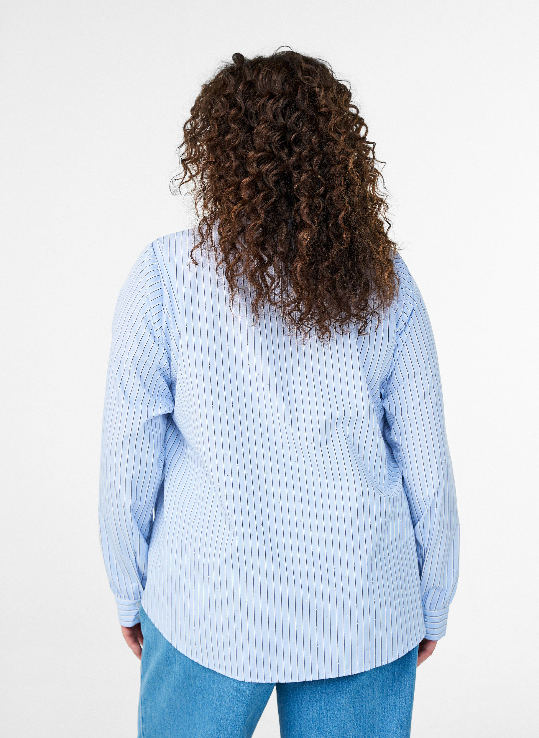 Zizzifashion Striped shirt with studs, Light Blue, Model image number 2
