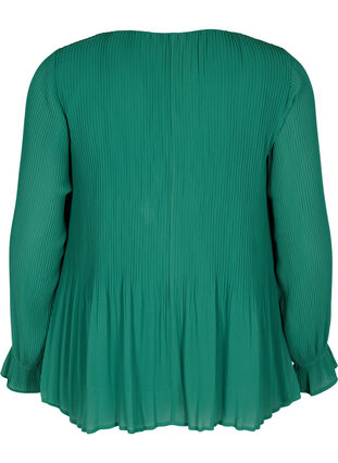 Pleated top with v-neck, Evergreen, Packshot image number 1