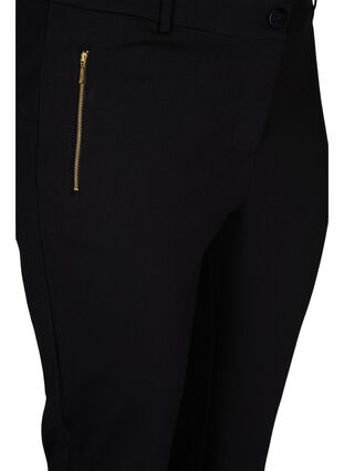 Tight-fitting trousers with pockets and a zipper, Black, Packshot image number 2
