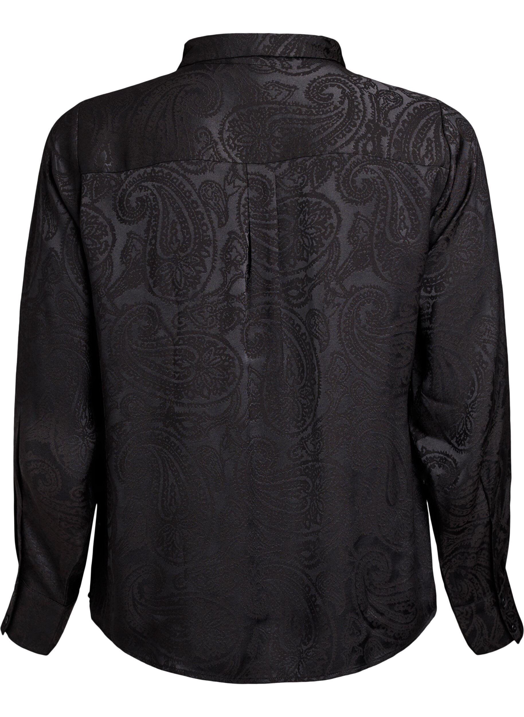 Zizzifashion Shirt with tone-on-tone paisley pattern, Black, Packshot image number 1