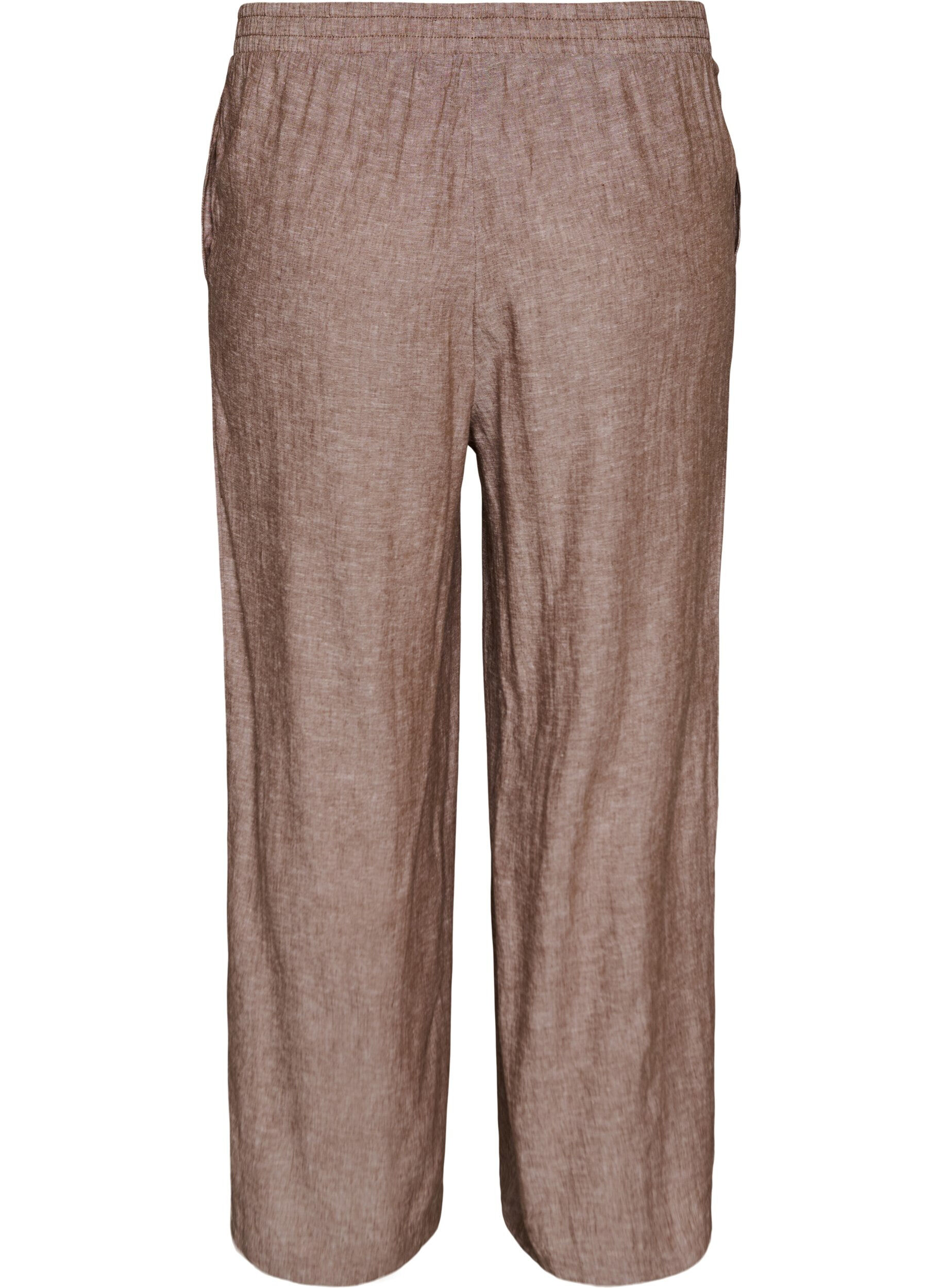 Zizzifashion Wide-leg linen and viscose trousers, Brown, Packshot image number 1