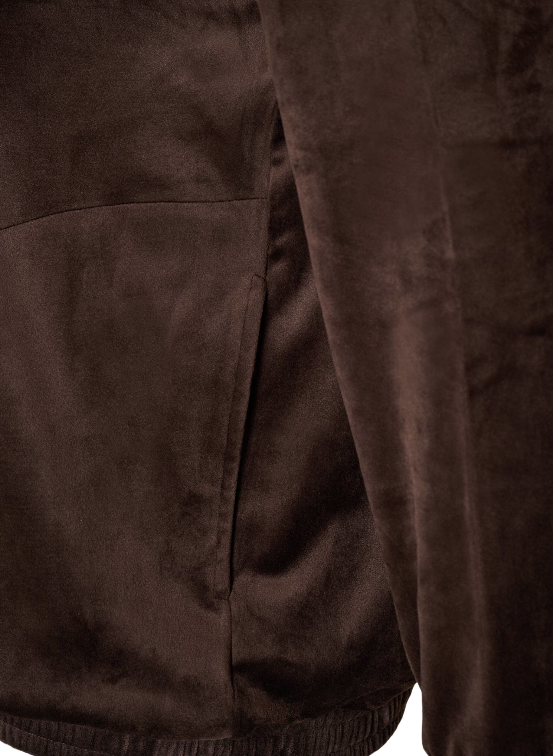ZizzifashionSoft velour cardigan with a zipper and high collar, Brown, Packshot image number 3